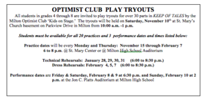 Optimist Club Play Tryout Information